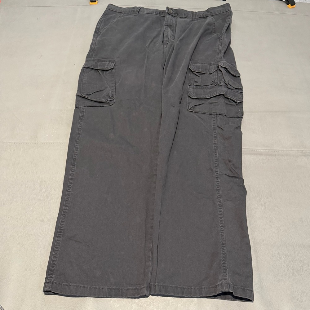 Wrangler Y2K Gray Cotton Cargo Pant 38x30 Wide Baggy Skate Grunge Gorpcore-9529